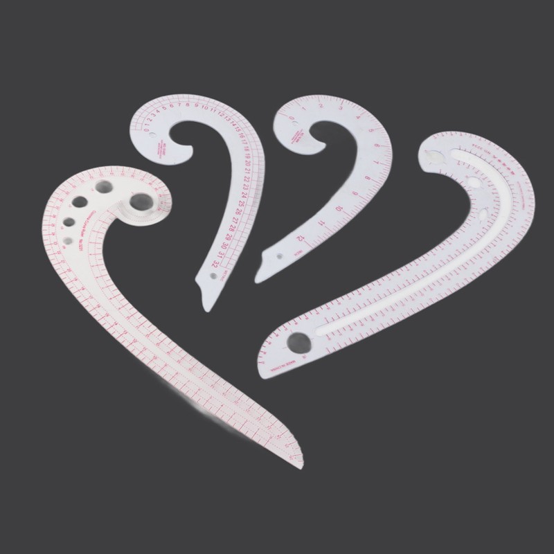 4Pcs Comma Curve Ruler Multifunction Combination Sewing Trimming Drawing Dressmaking