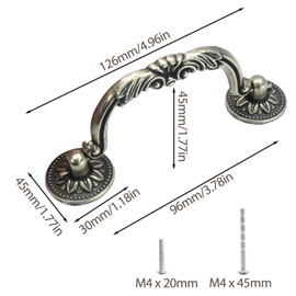 Waziaqoc 6PCS Antique Drop Bail Pulls, 3.75" Hole Center Shabby Chic Drawer Pulls Vintage Bronze Cabinet Pull Handles for Dresser Cupboard Wardrobe Kitchen Door