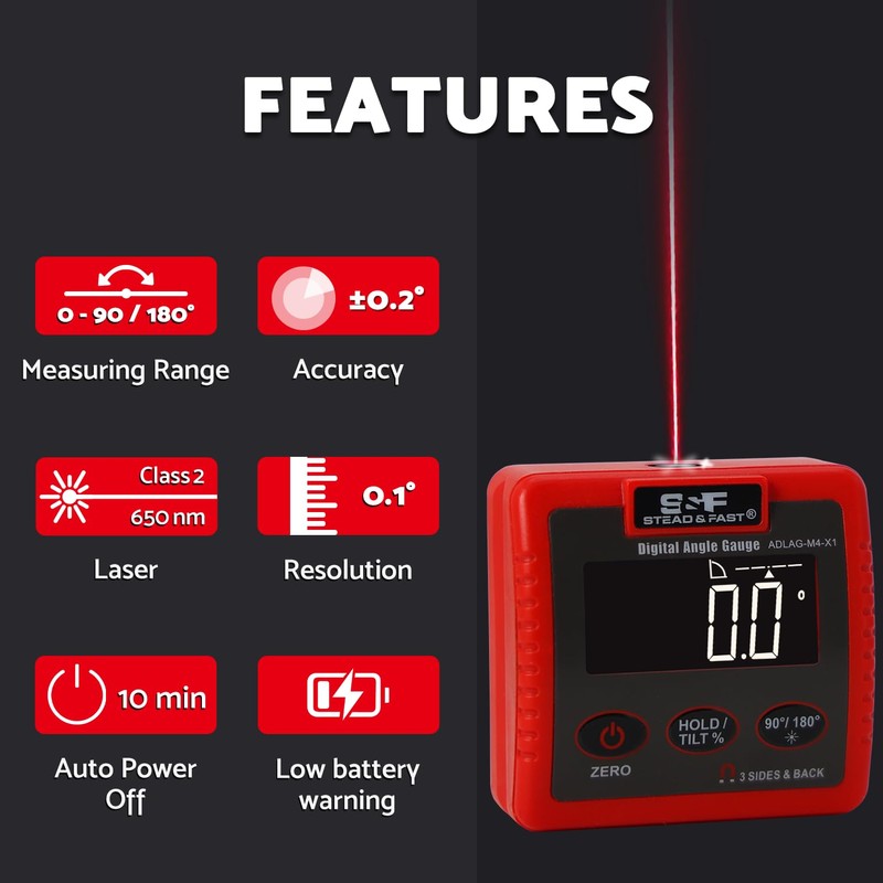 S&F STEAD & FAST Digital Angle Finder Magnetic with 4