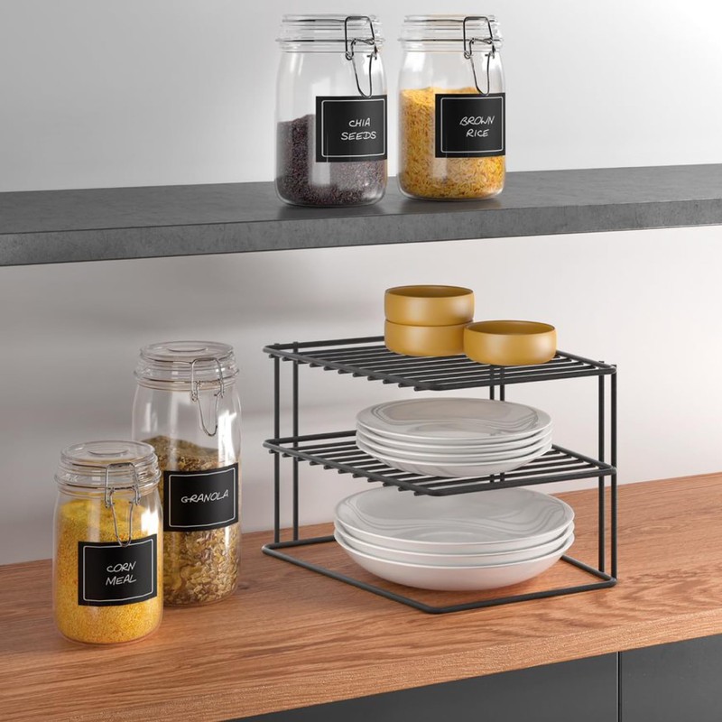Metaltex Palio Lava corner cabinet insert 2-level 25x25x19cm TouchTherm, black,