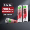 EBL 8pcs AA Li-ion Rechargeable Batteries 1.5V 3000mWh + Battery