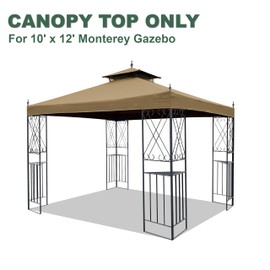 JANCANOPY 10x12ft Replacement Cover for Monterey Gazebo #L-GZ288PST-4D / L-GZ288PST-4H,(Khaki)