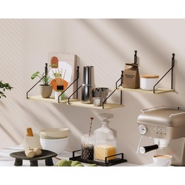 QsQueen Elevate Your Space with Rustic Wood Floating Shelves Set of 3- Perfect for Bedroom, Living Room, Bathroom, and Kitchen Decor - Easy Installation, No Drilling Needed!