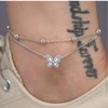 Women's 925 Silver Anklet - Butterfly Layered Anklet - Summer
