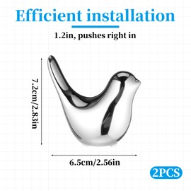 2 Pcs Ceramic Bird Toilet Bolt Covers Decorative Replacement Toilet Screw Cover Caps Cute Bird Toilets Screw Caps Decorative Easy Installation Toilets Bolt Cap for Bathroom Decor (Silver)