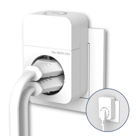 REV REV Steckdosenadapter COMBINI - Stecker/Steckdose mit Schalter & praktischem Kombi-Stecksystem - ideal zum Stromsparen, 1-fach, wei?