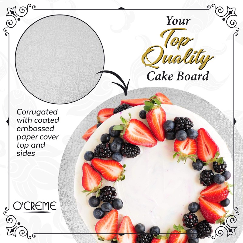 O'CREME White Wraparound Cake Pastry Round Drum Board 1/4 Inch