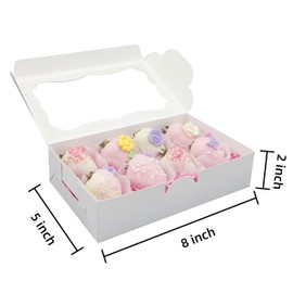 Capkyke 20pcs 8x5x2 Inch White Bakery Boxes Cookie Boxes with Window Treat Boxes Dessert Boxes for Cookie,Pastry,Macaron,Donut,Muffins,Chocolate,Cupcake and Candy Gift Giving