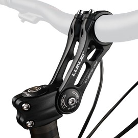 LUNJE Adjustable MTB Stem 31.8mm 80 Degree, 6061-T6 Forged CNC Aluminum, Sandblasted Matte Finish, Gear-Lock Anti-Flip Design, Laser Engraved, Fits Mountain/Road/BMX Bikes (31.8 * 130mm)