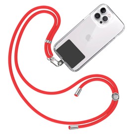 TBOC Mobile Phone Lanyard Strap, Mobile Phone Cord [Red], for Hanging Neck, Universal, for Mobile Phones with Pad, Black, Mobile Phone Strap Patch, Carabiner Mobile Phone Lanyard, Lanyard