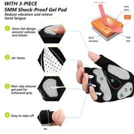 MOREOK Cycling Gloves Bike Gloves for Men/Women-[5MM Gel Pad] Half Finger Bicycle Biking Gloves for Cycling/Weight Lifting/Gym/Motorcycle/Rowing/Outdoor Sports-050-WHITE-XL