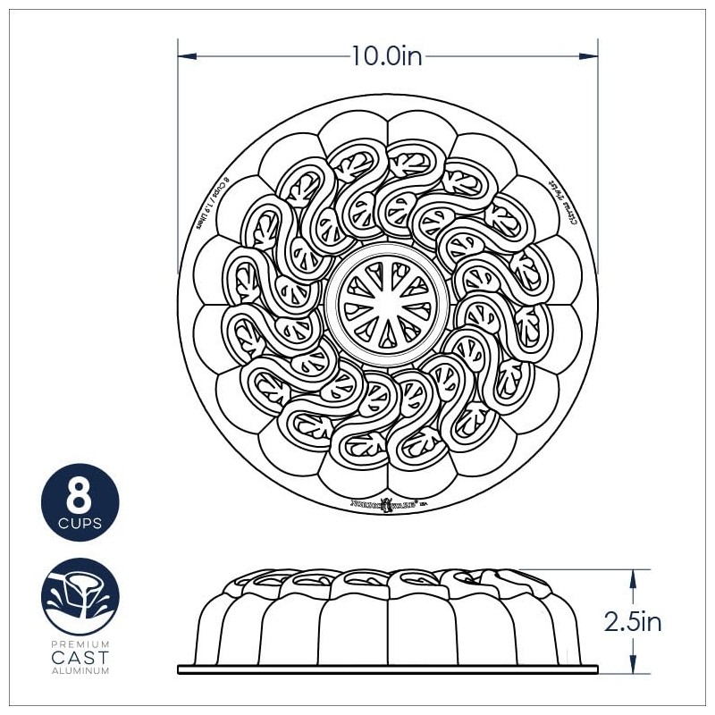 Nordic Ware Citrus Twist Pan, 8 Cup, Toffee