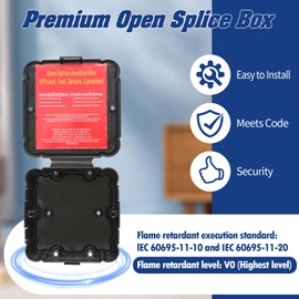 Black Open Splice Junction Box (3 Pack)，Open Splices Repair Open Splices, 5 Second Installation Splice Box, Wire Electrical Junction Box with Cover V0 Flame Retardant Rating(Highest Level) (3)
