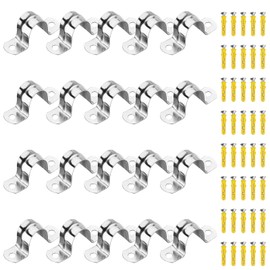 Bolatus 20 x 20 mm pipe clamp, stainless steel mounting clamp, connecting ring, U-pipe clamp, hose clamp, tool, two-hole pipe clamps with screws