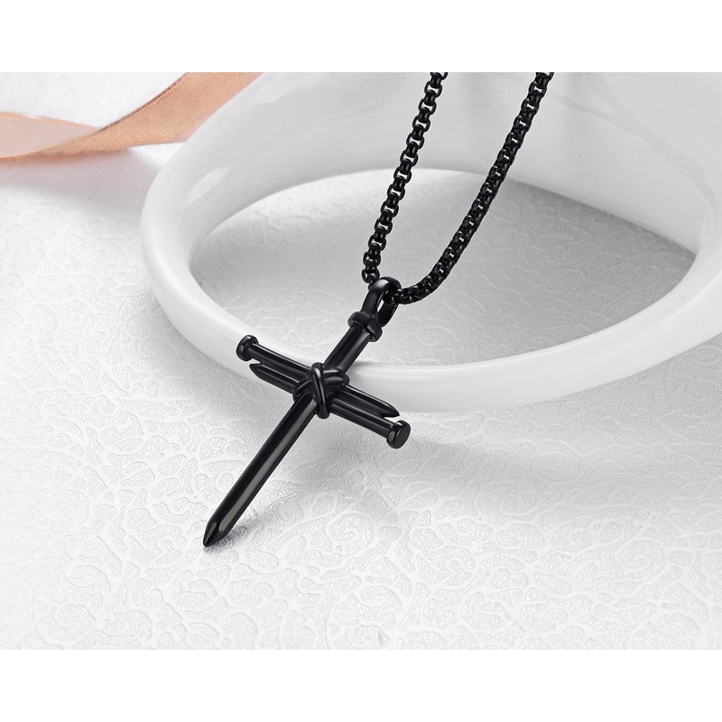 Rehoboth Men's Stainless Steel Nail Cross Pendant Necklace for Womens