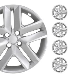 OMAC - ABS Silver Hub Caps 16 Inch Set of 4, Tapas para Rines 16, Premium Wheel Covers 16 Inch, R16 Rim Cover Set, Snap On Durable Car Replacement Exterior Accessories