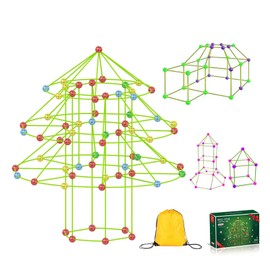 Kosmoflux DIY Christmas Tree Building Kit - 194 Pcs STEM Toys for Kids Ages 5+ Holiday Den Construction Set with Storage Bag Creative Fort Decor Activity