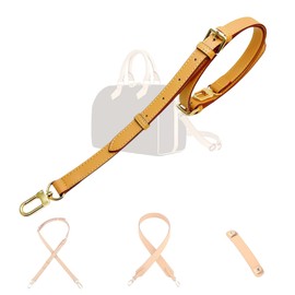 Replacement Bag Strap Fit for Neverfull Diane and More, Leather Shoulder Straps, 1.6 inches W, 37.8 inches L, with 5.5 Inch Gold Extension Chain(Strap Set, Beeswax)