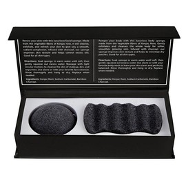 Bella Sleep + Spa Facial & Body Exfoliating Boxed Konjac Sponge Set, 2-Pieces, Charcoal