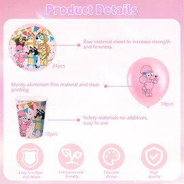 Balloon4-103PCS DogBirthday Party Decorations, Cartoon Theme Party Supplies Include Background, Birthday Banner, Foil Balloons, Cupcake Toppers, Plates, Tablecloth for Kids Birthday Party