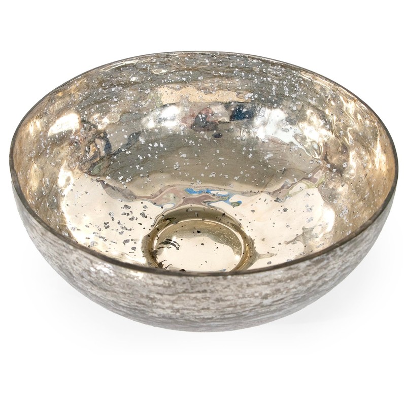 ANDALUCA Mercury Glass Decorative Silver Metallic Finish Bowl