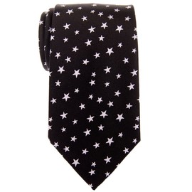 Retreez Classic Stars Woven Microfiber Men's Tie - Black with White Stars