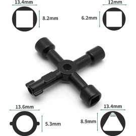 RAROUYI 4 Way Stopcock Key Multilayer Stopcock Key for Cabinet Opening Button for Gas Cabinet Alterators for Electric Water (Black)
