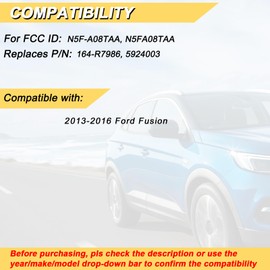 Vurkcy Key Fob Replacement for 2013 2014 2015 2016 Ford Fusion Car Keyless Entry Remote Control, N5F-A08TAA N5FA08TAA, 4 Buttons