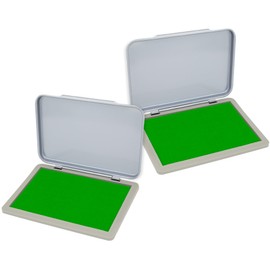 2 Pack Metal Case Stamp Pad Medium Size, Green Color - Size: 3" x 4" - Choose from 15 Ink Colors