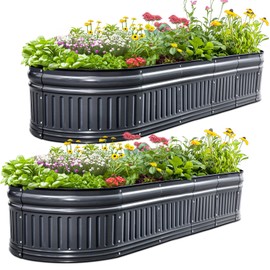 KING BIRD Raised Garden Bed Kit 2025 Upgraded Modular DIY Galvanized Planter Garden Box Outdoor for Gardening, Vegetables, Flowers, Elegant Roman Column Design, 71x24x24 in, Dark Grey