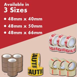 Cennet Packing Tape for Parcel and Boxes- Strong Rolls of Heavy-Duty, Sticky, Waterproof, Duct, Sellotape, Brown, Fragile, Clear, Caution, Packaging for Moving House (3, Fragile, 48mm x 50m)