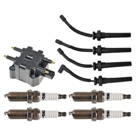 TRQ Ignition Kit Ignition Coil Spark Plugs Spark Plugs Wire Set Compatible with 2003-2009 Chrysler PT Cruiser 2003-2005 Dodge Neon
