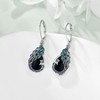 DAYLINLOVE Sterling Silver Black Onyx Peacock Earrings - Peacock Feather