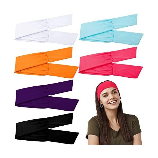 6 Pieces Wide Headbands for Women Adjustable Bandana Headband Tie