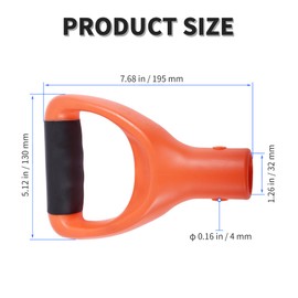 Focmkeas ID 1.26" Orange Shovel D Curved Grip Handle,PVC Shovel D Curved Grip Handle,Plastic Spade Replacement Snow Removal Garden Accessorie Backyard Digging,7.68×5.12-in(H*T)
