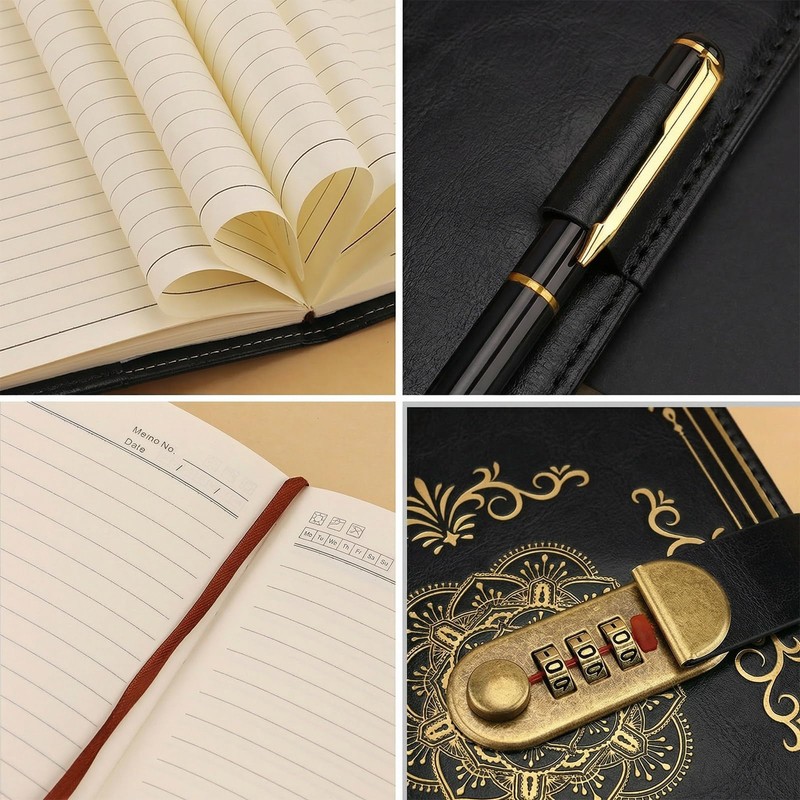 SIMDAO A5 Vintage Leather Journal With Lock, Secret Diary Gift