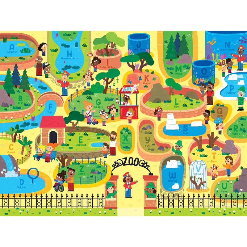 RoseArt Kids Floor Puzzle Playset - Alphabet Zoo Adventure -