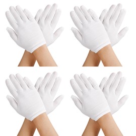 Telooco Children's Party Gloves Cotton 4 Pairs White Children's Gloves Cosplay Costume Gloves Wrist Long Formal Party Gloves Cotton Gloves for Girls and Boys, White