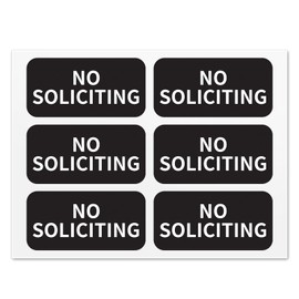 Ultra-Compact No Soliciting Sign Stickers 1.5" x 0.75" Inch Self-Adhesive Removable Weatherproof Vinyl Decals for Home Office 30 Pack, Black