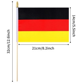 5 Pack Germany Germans Small Mini Wood Hand Held Stick Flag,Suitable For Various Holiday Parties, World Cup, National Day, And National Flag Day.