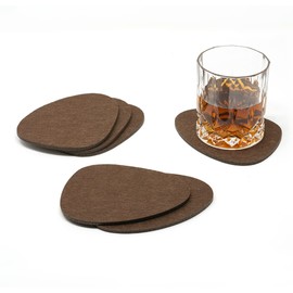 Livlig53 Wipe Clean Felt Placemat Set of 6 Coasters - Natural Colour Coasters - Brown