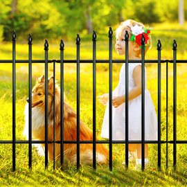 Thealyn Metal Garden Fence 36" H x 28" W (5 Panels, 11.6 Ft Total) Rustproof Animal Barrier No Dig Decorative Fencing for Dogs,Pet, Yard,& Patio, Easy Installation