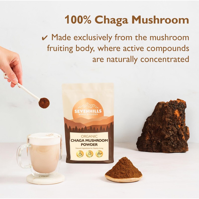Sevenhills Wholefoods Organic Chaga Mushroom Powder 200g