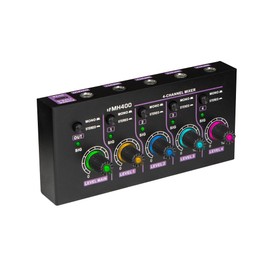 Ieron 4-Channel Line Mixer Mini Audio Mixer Low Noise DC5V 4in1out Support Mono And Stereo For Microphones Guitars Keyboards Mixers