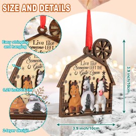 Funny Horse Christmas Ornament – 2-Layer Wooden Hanging Ornament for Horse Lovers – Laser-Cut Horse Ornaments for Christmas Tree for Farmers - 2024 Christmas Home Decor