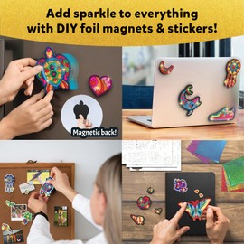 Skillmatics Foil Fun - Pretty Patterns, 18 DIY Magnets Mess-Free Art, Colorful Creative Party Activity, Craft Kits, 60+ Foam Stickers, Gifts for Kids, Teens, Adults, Families