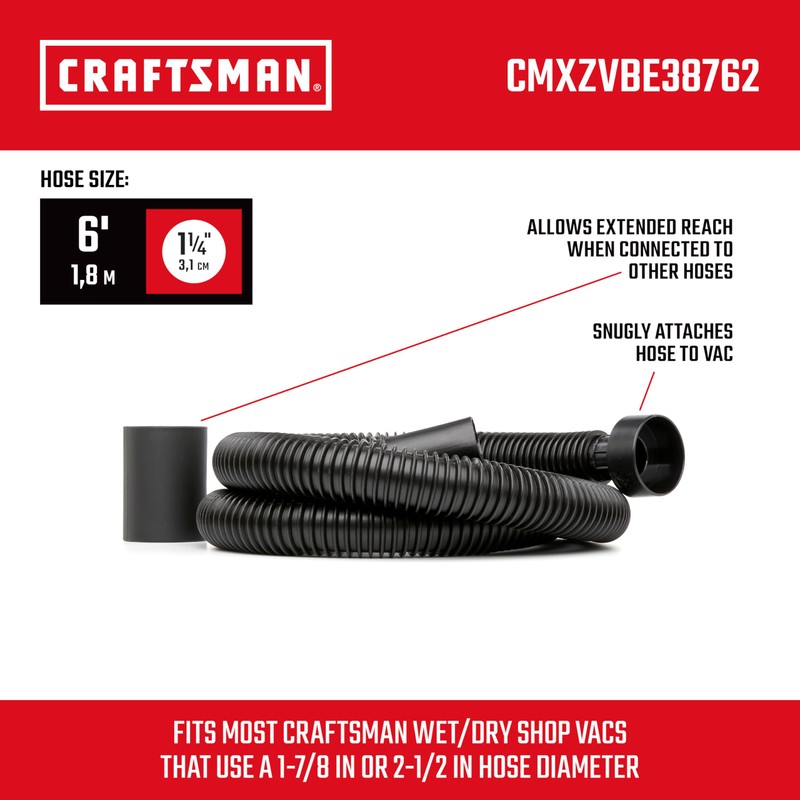 CRAFTSMAN CMXZVBE38762 1-1/4 in. x 6 ft. Friction Fit Wet