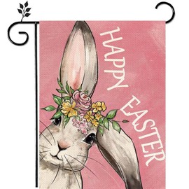 Easter Garden Flag For Outside Easter Yard Flag Spring Garden Flag 12x18 Inch Double Sided Rabbit Bunny Flag Religious Garden Flags Lent Catholic Garden Flags Easter Decorations Outdoor pink flag