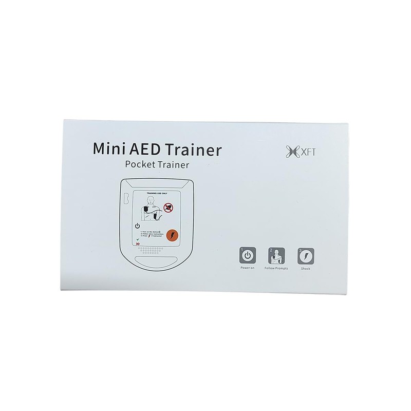 Mini AED Trainer in English with 5 Training Face Shields