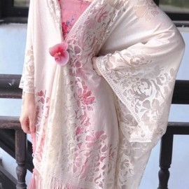 a372 Bikini Cover-up Cheongsam Style Lace Cardigan Sun Protection for Spring/Summer Beachwear Free Size/[Dusty Pink] Lace Cardigan Cover-up 10ea